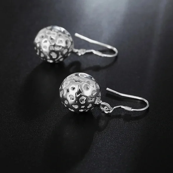 925 Sterling Silver classic fine ball earrings for Women Luxury Fashion … - Picture 5 of 6